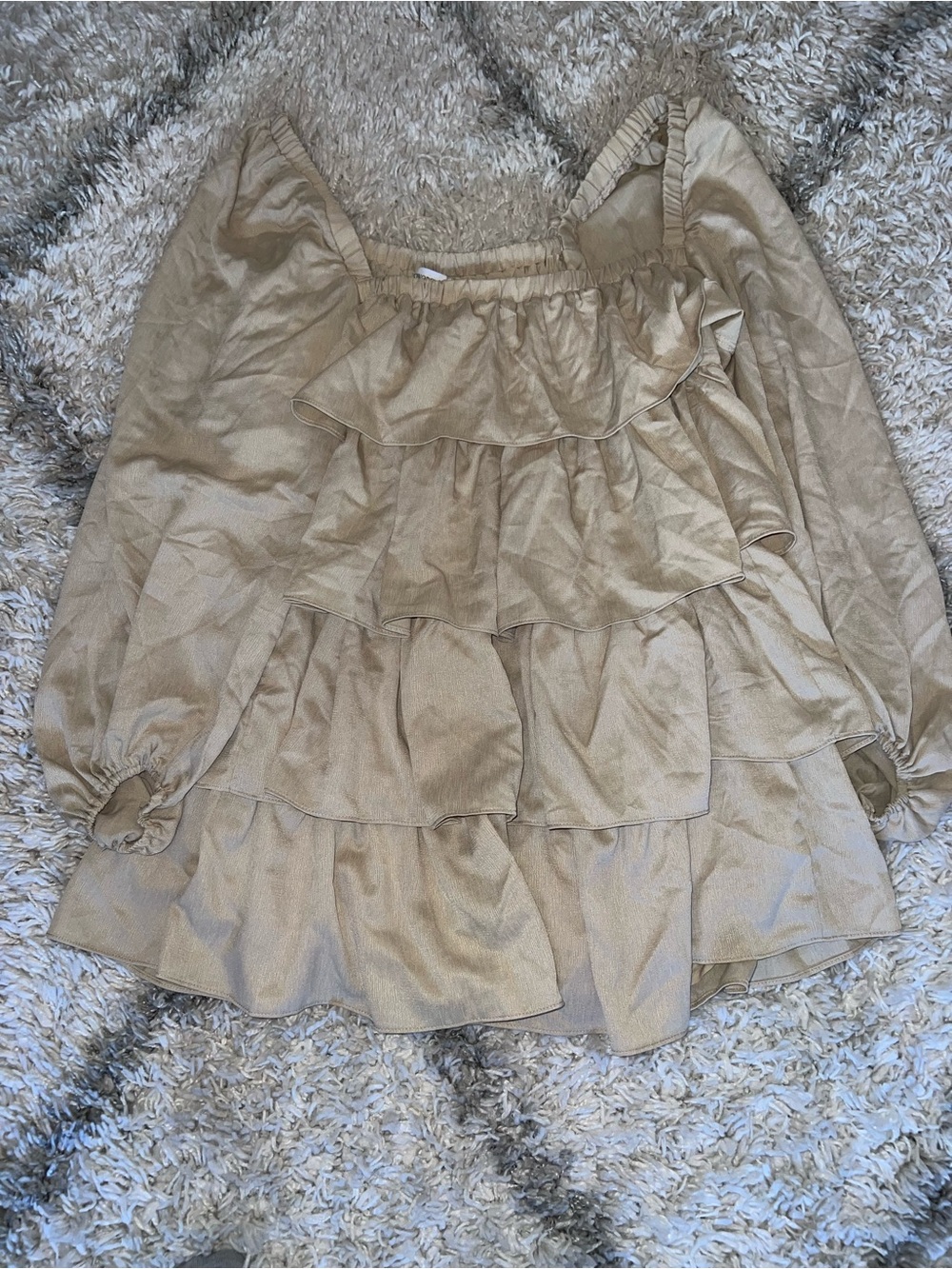 Women’s Tiered Ruffle Dress in Beige